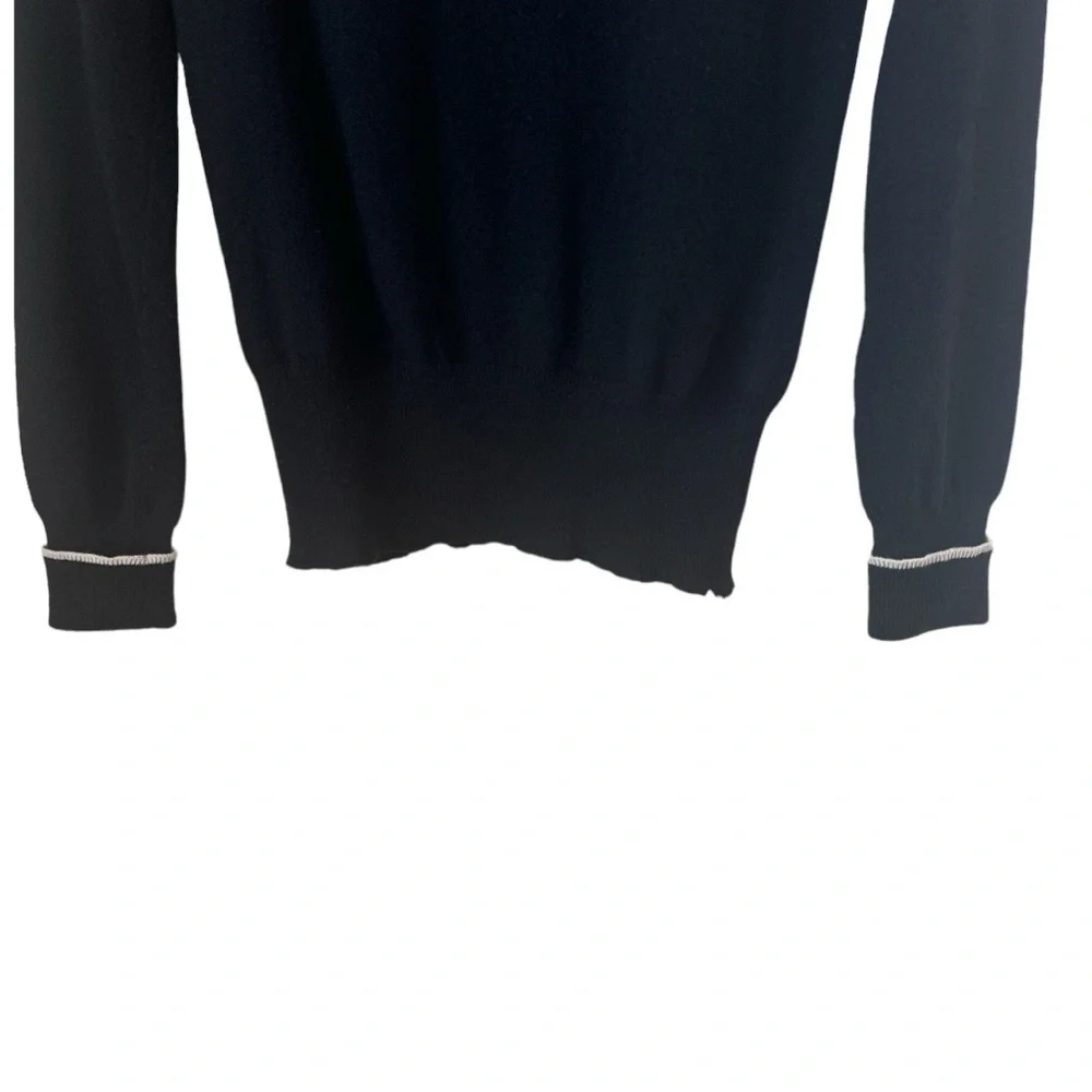 Sonia Rykiel 80s Vintage Ruffled Trim Wool Blend Sweater Size Small